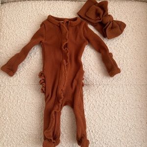 Spearmint Love Organic Waffle Footie with Headwrap